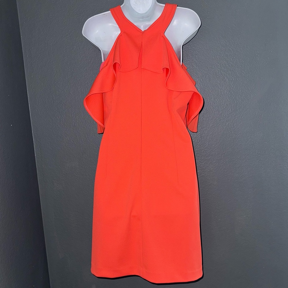 Trina Turk Jurnee Cold Shoulder Ruffle Dress Womens 14 - Picture 7 of 9